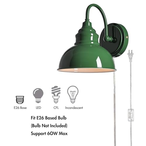 Mini Gooseneck Wall Sconce, 2-Way Mount with Switch, Green - color: Green