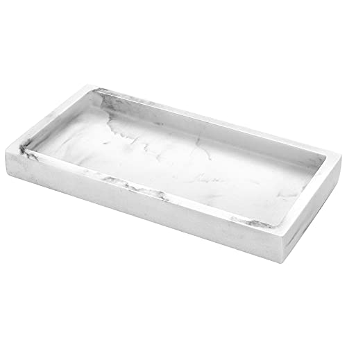 Luxspire Resin Bathroom Tray for Countertop Organizer, Mini, Gravel White - color: Gravel White, size: Mini