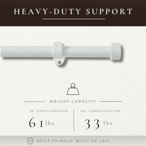 Serena Single Curtain Rod with Contemporary Cap Finial, White - 32"W x 142"L - color: White, size: 32"W x 142"L
