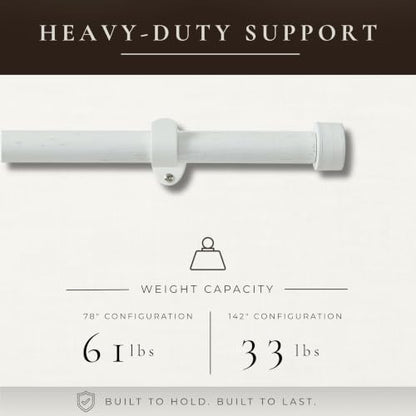 Serena Single Curtain Rod with Contemporary Cap Finial, White - 32"W x 78"L - color: White, size: 32"W x 78"L