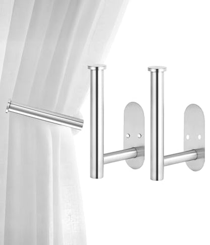 Curtain tiebacks Hooks Wall Mounted, Curtain holdbacks Screw-in, Curtain Holders for Drapes, Curtain Pull Backs, Curtain Tie Backs 304 Stainless Steels, 2pcs Silver - color: Silver, size: 2Pcs