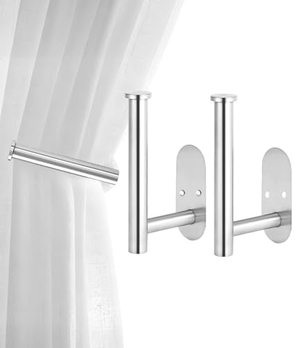 Curtain tiebacks Hooks Wall Mounted, Curtain holdbacks Screw-in, Curtain Holders for Drapes, Curtain Pull Backs, Curtain Tie Backs 304 Stainless Steels, 2pcs Silver - color: Silver, size: 2Pcs