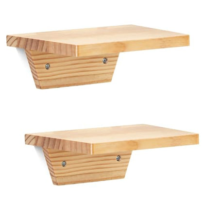 Small Wall Shelves,Speaker Shelf,Floating Shelf Trapezoid for Wifi Router - color: Natural Wood, size: Set of 2
