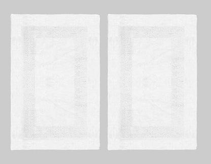 COTTON CRAFT 2 Pack Reversible Bath Mat - Soft Plush Bath Rug -20x30- White - color: White, size: 20x30 Inches