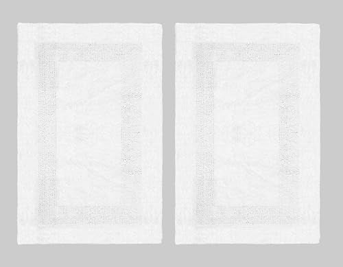 COTTON CRAFT 2 Pack Reversible Bath Mat - Soft Plush Bath Rug -20x30- White - color: White, size: 20x30 Inches
