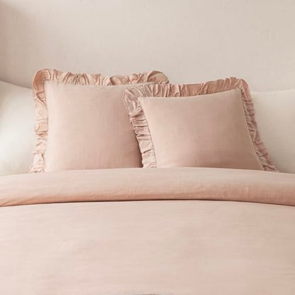 Foindtower Linen Fringe Ruffle Throw Pillow Covers 18×18 Inch Light Pink - color: Light Pink, size: 18" x 18" (Pack of 2)