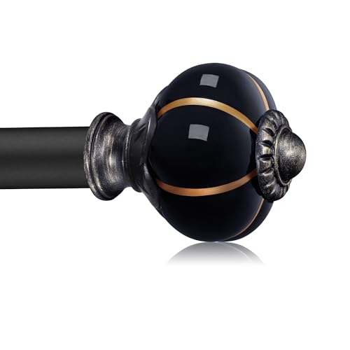 Ceramic Curtain Rods for Windows 18 to 55 Inch 1 Inch Adjustable - color: Black Black, size: 18"-55"