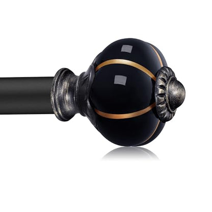 Ceramic Curtain Rods for Windows 66 to 120 Inch 1 Inch Adjustable - color: Black Black, size: 66"-120"