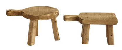 Creative Co-Op Small Wood Pedestal with Handle,Square (Pack of 12) - color: Natural, size: Square (Pack of 12), style: Rectangle