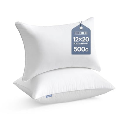 Leeden 12x20 Lumbar Throw Pillow Inserts Set of 2-100% Cotton Cover - size: 12x20 Inch