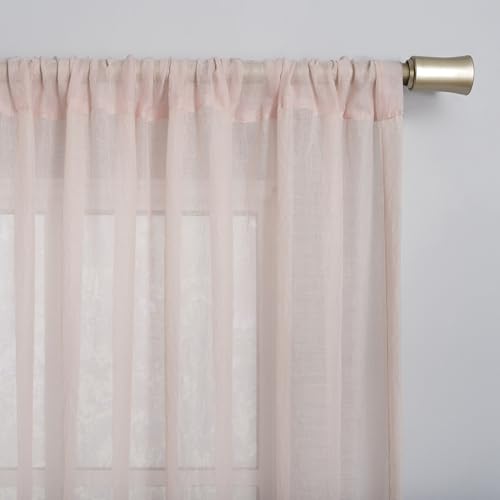 No. 918 Tayla Crushed Texture Semi-Sheer Rod Pocket Curtain Panel, 50" x 63", Blush Pink - color: Blush Pink, size: 50"W x 63"L (Pack of 1)