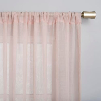 No. 918 Tayla Crushed Texture Semi-Sheer Rod Pocket Curtain Panel, 50" x 63", Blush Pink - color: Blush Pink, size: 50"W x 63"L (Pack of 1)