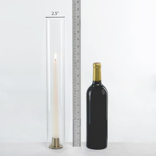 CYS EXCEL 6 PCS (H:18" D:2.5") Open Ended Glass Hurricane Candleholder Tube Shade | Multiple Size Choices Open Flame Candle Chimney Tube Cover | Bottomless Cylinder - size: 2.5" wide x 18" tall