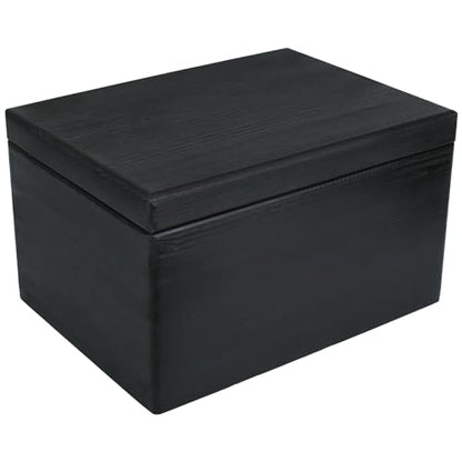 Creative Deco Large Black Wooden Box Storage with Hinged Lid - color: Black, size: XXL | No Handles