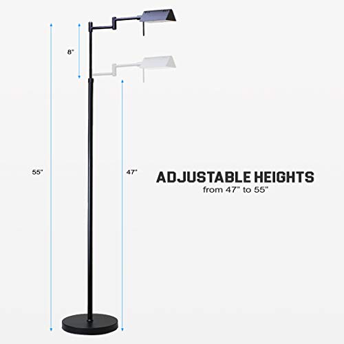 O'Bright Brook Adjustable Dimmable LED Pharmacy Floor Lamp, Black - color: Black