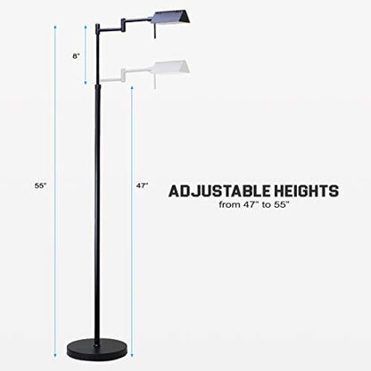 O'Bright Brook Adjustable Dimmable LED Pharmacy Floor Lamp, Black - color: Black