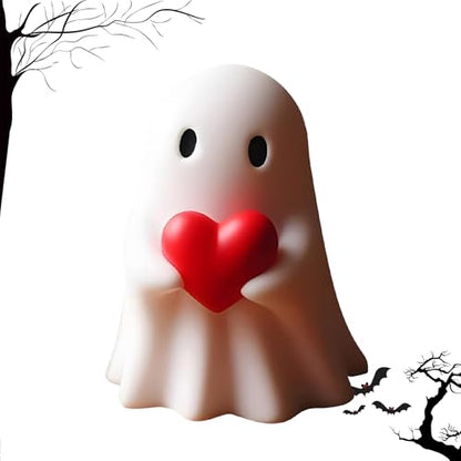 Red Heart Ghost Figurine,Halloween Cute Ghost Statue for Shelf Mantel, - color: Red Heart Ghost
