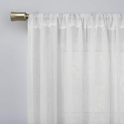No. 918 Genevieve 2-pack 2-pack Linen Weave Sheer Semi-Sheer Grommet Curtain Panel Pair, 50" x 96", White - color: White, size: 50"W x 96"L (Pack of 2)