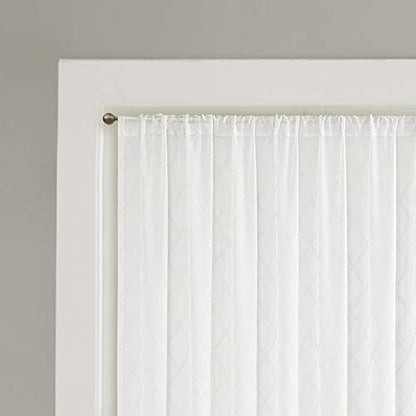 Madison Park Embroidered Diamond Irina Sheer Curtain, 50x84 White - color: White, size: 50"W x 84"L (Pack of 1)