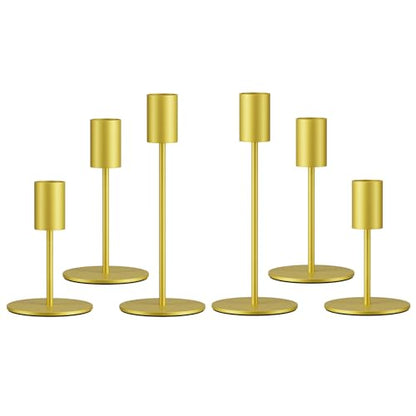 zeochyni Gold Taper Candle Holder Metal Candlestick Holders Set of 6 - color: Gold, size: Set of 6