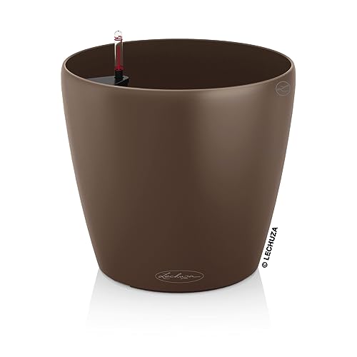 Lechuza Classico Color 21 Nutmeg, Self-Watering Small Round Planter, D8.3 H7.9 in - color: Nutmeg Matte, style: 21
