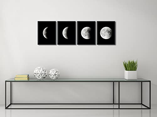 Wieco Art Framed Wall Art Modern Giclee Canvas Prints Artwork Abstract Space Black and White Pictures to Photo Paintings on Canvas Wall Art for Home Office Decorations Wall Decor - size: 12x16inchx4pcs (30x40cmx4pcs, Framed)