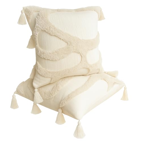 JMGBird Boho Throw Pillows for Couch Pillows with Inserts Included - color: Kahaki, size: 18" x 18" (Pack of 2)