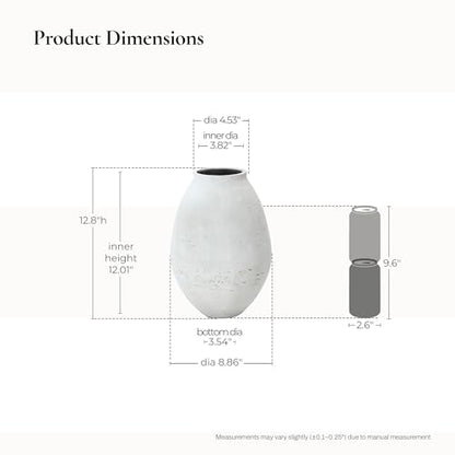 LuxenHome 13" Cement Large Floor Vase, Antique White Rustic Vases - color: White-b, size: 13 Inch