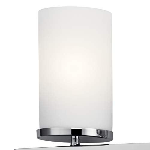 Kichler Crosby 4-Light Bathroom Vanity Light, Chrome - color: Chrome, size: 4 Light, style: Satin Etched Cased Opal Glass