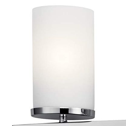 Kichler Crosby 4-Light Bathroom Vanity Light, Chrome - color: Chrome, size: 4 Light, style: Satin Etched Cased Opal Glass