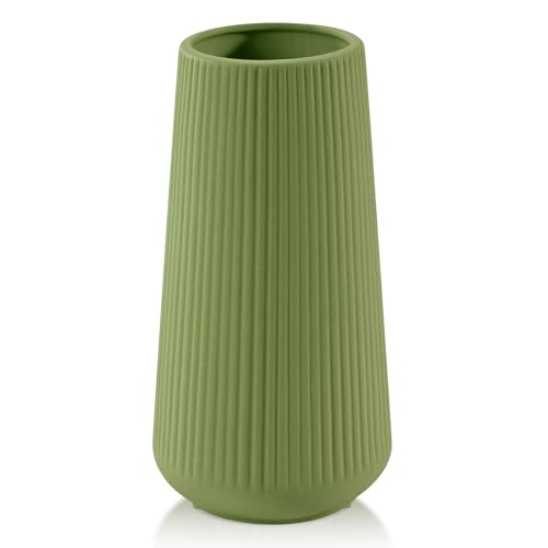XL Saga Green Ceramic Vase, GUKJOB Cute Flower Vase for Pampas Grass, Home, Living Room, Dining Table, Farmhouse, Office Decor, Bedroom, Table, and Kitchen Shelf (XL Saga Green) - color: XL Saga Green - 1pc