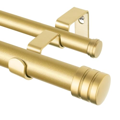 TONIAL 1 Inch Double Curtain Rods for Windows, 36 to 72 Inch, Gold - color: Gold, size: 36-72"