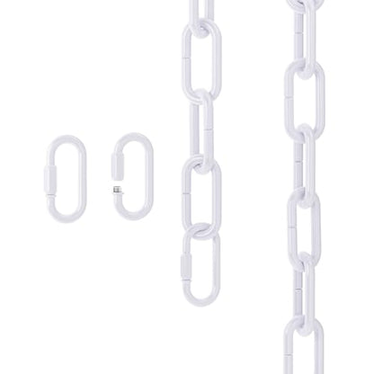 6 Feet Industrial White Light Fixture Chain, Adjustable Metal Pendant Chandelier Chain Extension with Detachable Link, Maximum Load is 66 Pounds - color: White