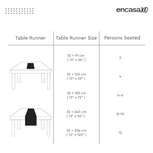 Encasa XO Table Runner, Woven Cotton Dining Linens 13"x36" Beige - color: Ticking Beige, size: 13x36 in