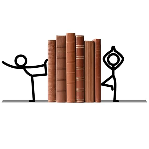 Metal Bookends Yoga People Book Ends for Shelves - color: Black - 1 Pair Yoga People