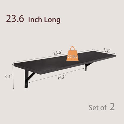 DINZI LVJ Wall Shelves, 23.6" Long Floating Shelves with Metal Brackets - color: Espresso, size: 23.6 Inch