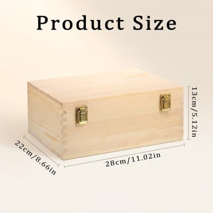 Extra Large Unfinished Wooden Box 11 x 9 x 5 inch Natural Wood Boxes