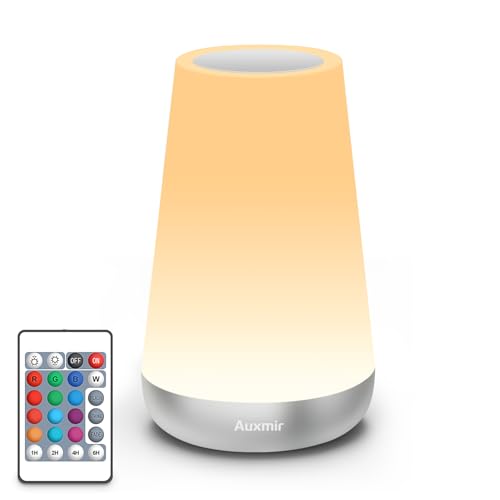 Auxmir Rechargeable Night Light, Touch Table Lamp with Remote, Silver - color: Silver