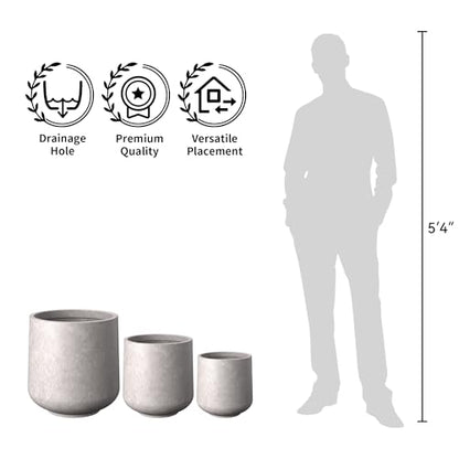 Kante Accent Round Curved CON Gray Concrete Planter 13" Dia, Outdoor - color: Light Gray, size: 11.6" D