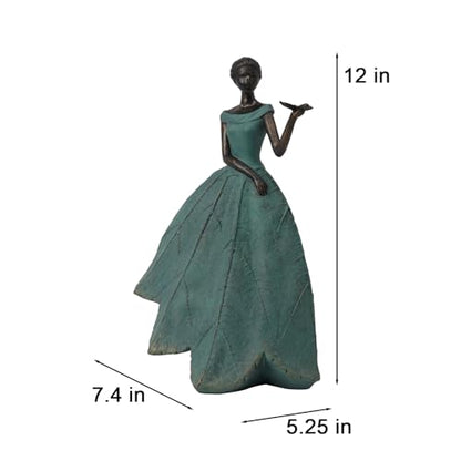 Guichifun Fairy Statue Leaf Angel Girls with Dragonfly 7.4 x 5.25 x 12 Inch - color: Green-dragonfly, size: Large