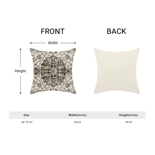 AEIOAE Boho Pillow Covers 18x18 Inch Set of 2,Carpet Pattern Throw Pillows Case,Black White Grey Ethnic Design Outdoor Decorative Square Linen Farmhouse Decor Cushion Covers for Home Sofa Bed Couch - color: Black Grey Boho, size: 18" x 18" (Pack of 2)