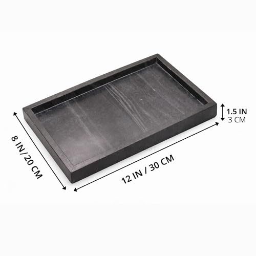 Natural Marble Tray, Black, 12" x 8", Rectangular - color: Black, size: 8" x 12" x 1.5"