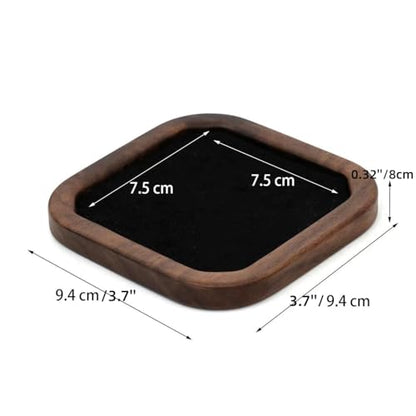 Wooden Jewelry Tray Small Trinket Dish with Velvet Surface Rings Earrings Dish Necklaces Bracelet Organizer Display Tray for Dresser Drawer Tabletop Birthday Gift(Square) - size: Square-Walnut