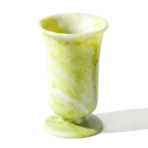 Marble Vase for Home Decor – Small Modern Minimalist Stone Centerpiece for Fresh Flowers, Dried Pampas Grass, or Shelf Decor – Heavy Luxury Tabletop Ornament (Light Yellow-Green on Off-White) - color: Light Yellow-green on Off-white