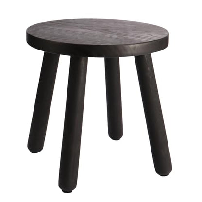 Round Solid Wooden Stool,Plant Stand,Step Stool,Black,15.8" H - color: Black, size: 15.8inch