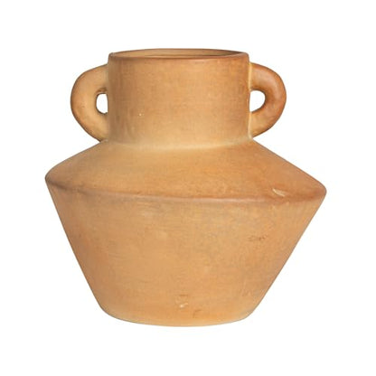 Bloomingville Round Stoneware Vase with Reactive Glaze Finish and Vertical Handles, Terra Cotta - color: Terra Cotta Color