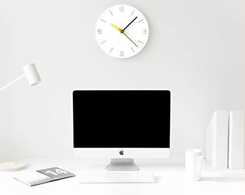 Stephanie Imports Modern Minimalist White & Spring Yellow Silent Wall Clock - color: White & Spring Yellow