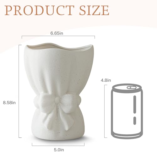 Lvases Bow Knot White Ceramic Decorative Flower Vase for Home Decor
