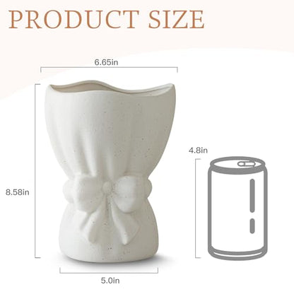 Lvases Bow Knot White Ceramic Decorative Flower Vase for Home Decor