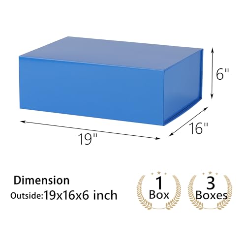 Blue Gift Box,19x16x6 Extra Large Gift Boxes With Lids For Presents Includes Ribbon And Diy Printable Sticker Paper,Bridesmaid Proposal Box,Magnetic Gift Box For Birthday,Wedding,Graduation - color: 19x16x6inch-Blue-Pack 1